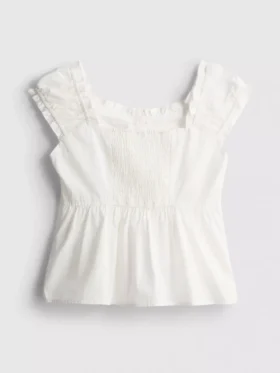 7-15 anos | blusa com decote quadrado franzido
