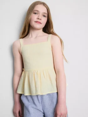 7-15 anos | blusa com laço franzido