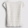 7-15 anos | blusa com mangas curtas franzidas e acabamento em renda