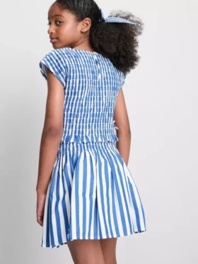 7-15 anos | blusa às riscas com franzido