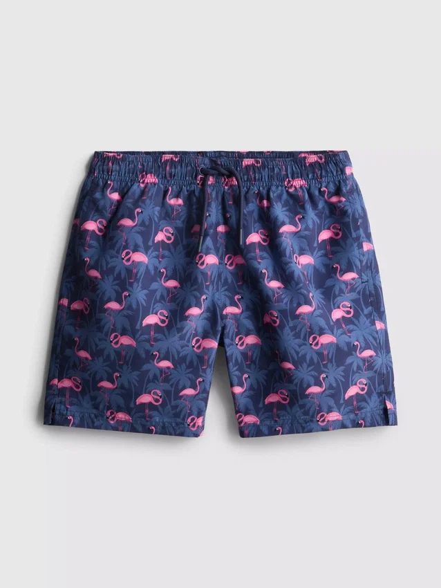 7-15 anos | calções de banho com padrão de flamingos