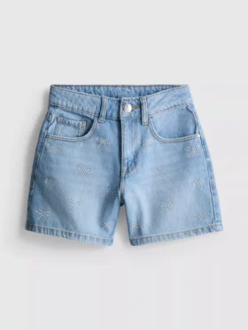 7-15 anos | calções de ganga com laço de strass