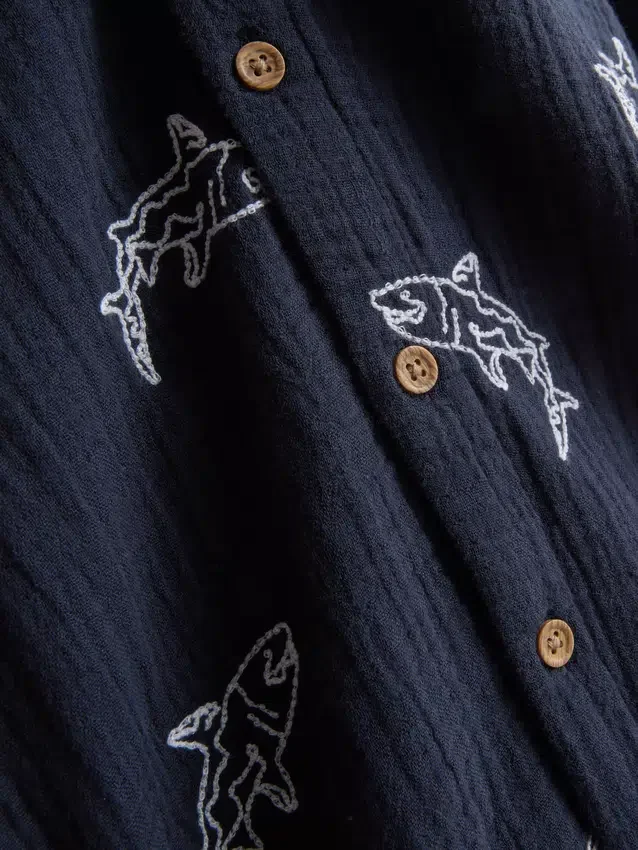 7-15 anos | camisa bordada com botões