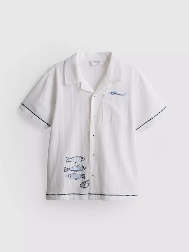 7-15 anos | Camisa com bordado de peixe