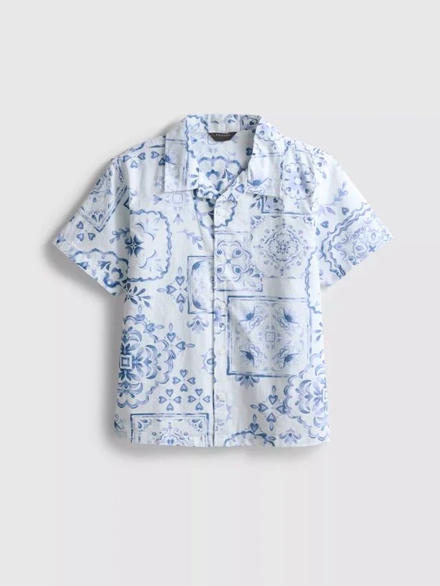 7-15 anos | camisa com estampado em mosaico