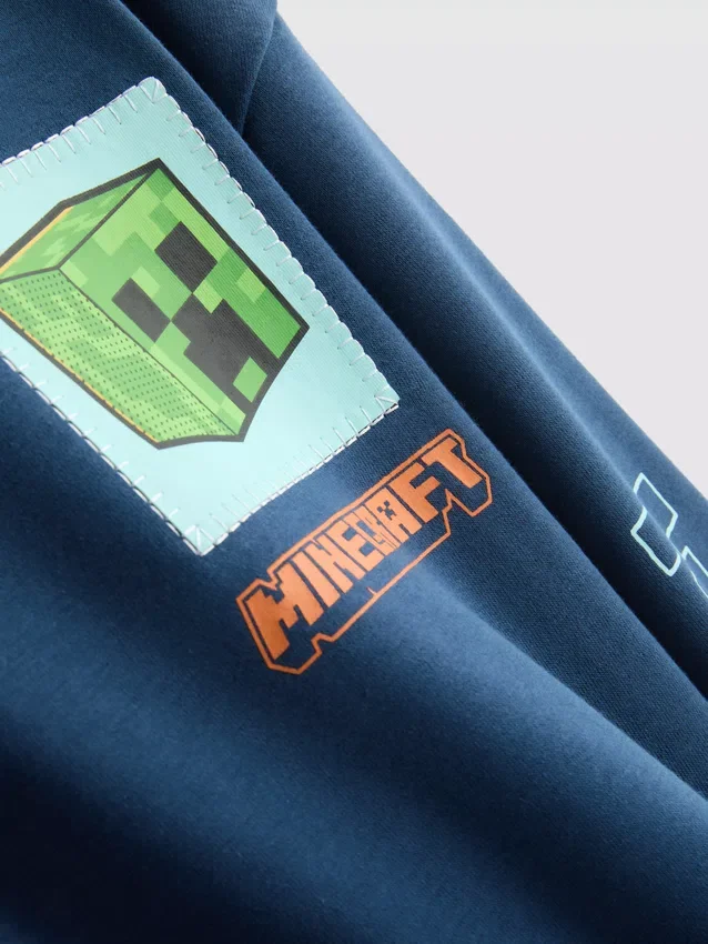 7-15 anos | Camisola com capuz com motivo do Minecraft, rica em algodão