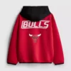 7-15 anos | Camisola com capuz e fecho de correr dos Chicago Bulls da NBA