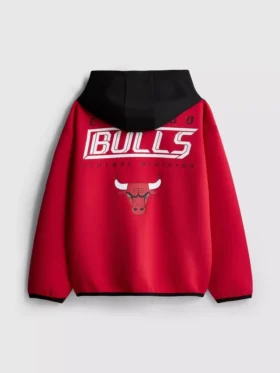 7-15 anos | Camisola com capuz e fecho de correr dos Chicago Bulls da NBA