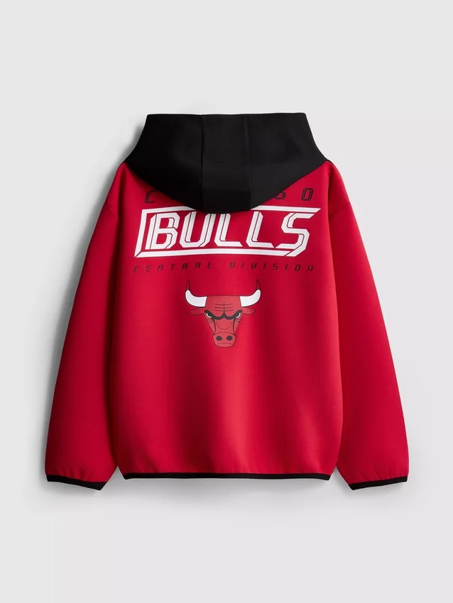 7-15 anos | Camisola com capuz e fecho de correr dos Chicago Bulls da NBA