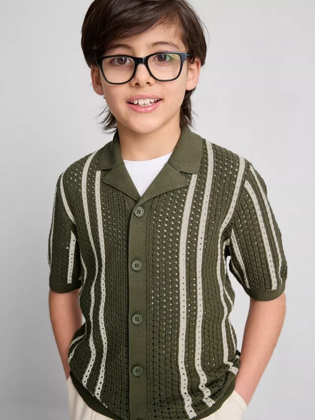 7-15 anos | camisola de malha às riscas