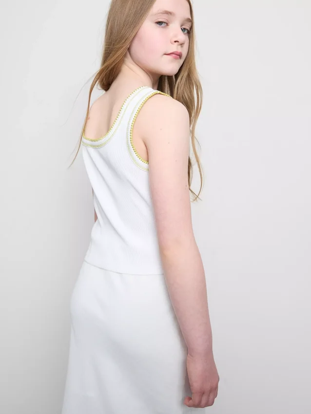 7-15 anos | camisola sem mangas com costura contrastante