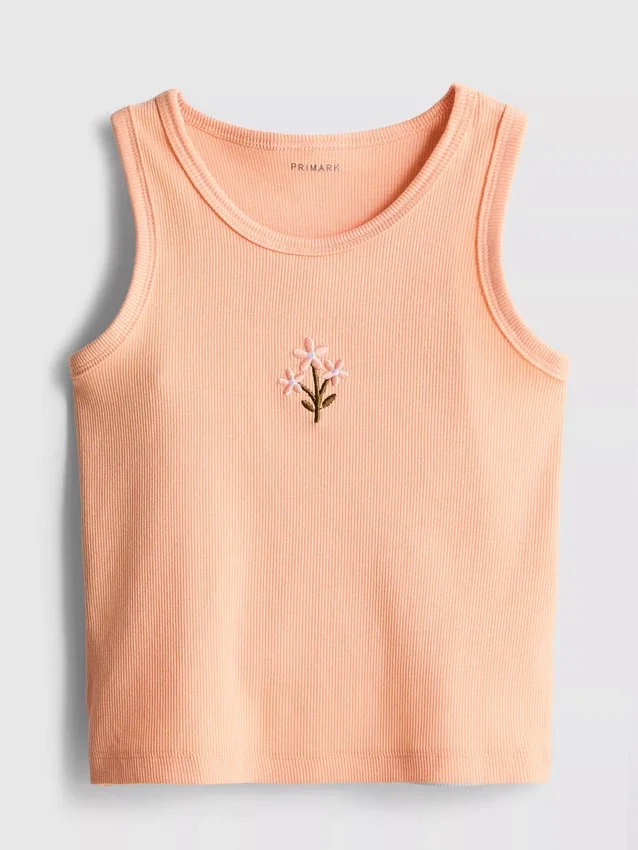 7-15 anos | camisola sem mangas com nervuras bordadas