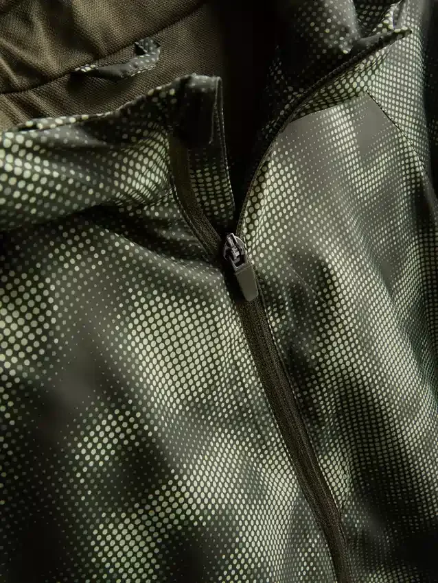 7-15 anos | casaco desportivo com fecho e padrão de camuflagem