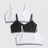 7-15 anos | Conjunto de 3 tops curtos com costura canelada