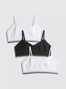 7-15 anos | Conjunto de 3 tops curtos com costura canelada