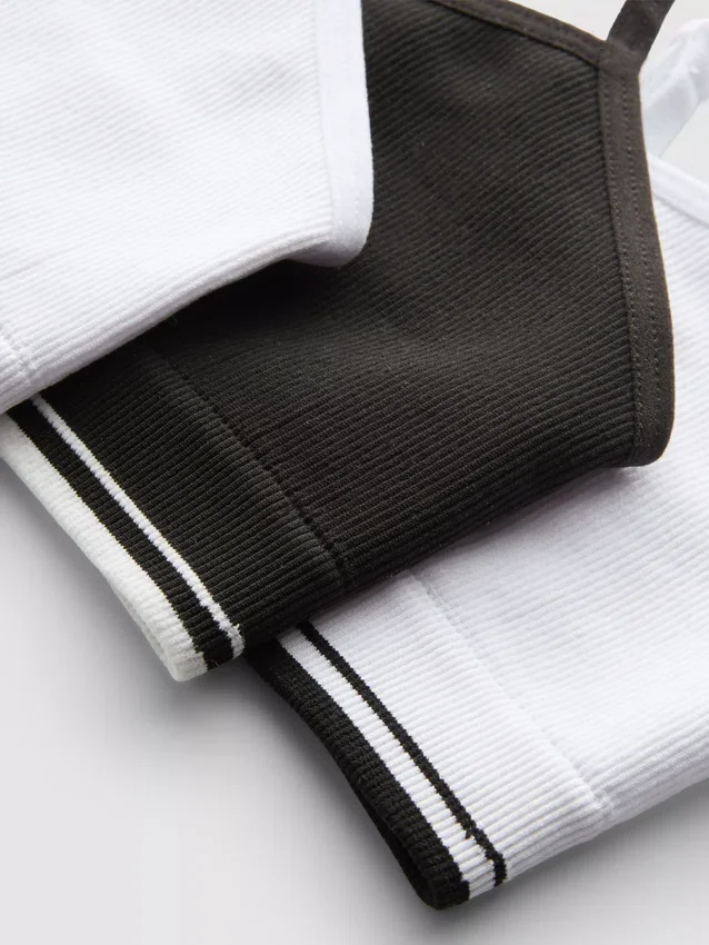 7-15 anos | Conjunto de 3 tops curtos com costura canelada