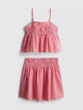 7-15 anos | Conjunto de blusa e saia xadrez