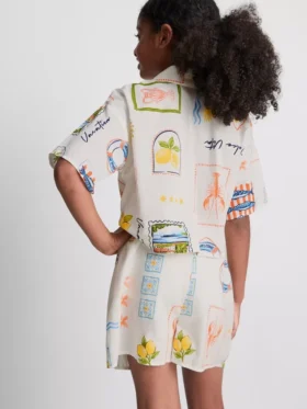 7-15 anos | Conjunto de camisa com detalhe de gravata e calções