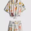 7-15 anos | Conjunto de camisa com detalhe de gravata e calções
