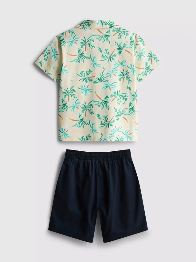 7-15 anos | Conjunto de camisa e calções em algodão slub