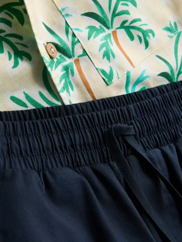 7-15 anos | Conjunto de camisa e calções em algodão slub