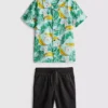 7-15 anos | Conjunto de camisa estampada e calções