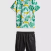 7-15 anos | Conjunto de camisa estampada e calções