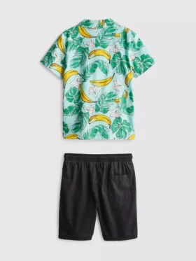 7-15 anos | Conjunto de camisa estampada e calções
