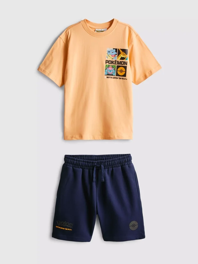 7-15 anos | Conjunto de camisas e calções Pokémon