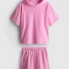7-15 anos | Conjunto de camisola com capuz em tecido de toalha e calções