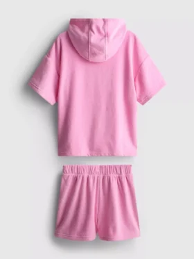 7-15 anos | Conjunto de camisola com capuz em tecido de toalha e calções