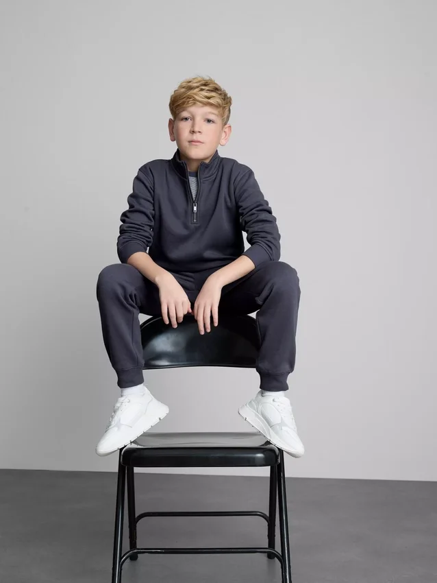 7-15 anos | Conjunto de camisola com gola em funil e calças de treino