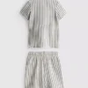 7-15 anos | Conjunto de camisola de malha às riscas e calções