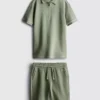 7-15 anos | Conjunto de polo texturado e calções