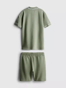 7-15 anos | Conjunto de polo texturado e calções