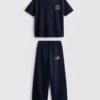 7-15 anos | Conjunto de t-shirt e calças de fato de treino de perna larga