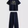 7-15 anos | Conjunto de t-shirt e calças de fato de treino de perna larga