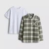 7-15 anos | conjunto de t-shirt e camisa xadrez