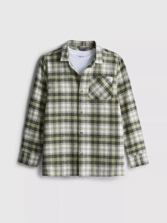 7-15 anos | conjunto de t-shirt e camisa xadrez