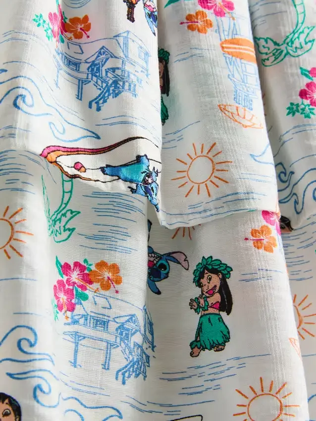 7-15 anos | Conjunto de top do Stitch da Disney e saia Rara