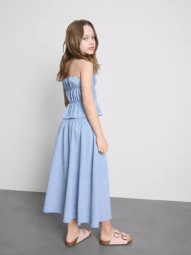 7-15 anos | saia midi xadrez gingham