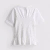7-15 anos | T-shirt com peplum franzido