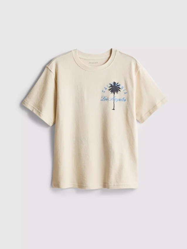7-15 anos | T-shirt texturada com padrão de palmeiras