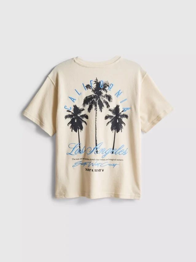 7-15 anos | T-shirt texturada com padrão de palmeiras