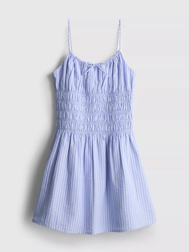 7-15 anos | vestido em tecido seersucker