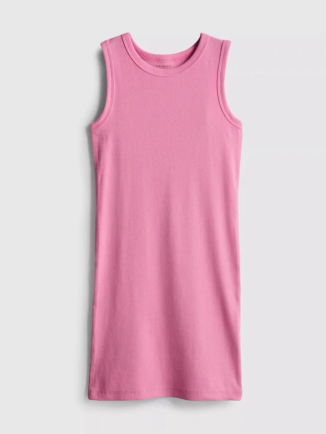 7-15 anos | vestido sem mangas com canelado