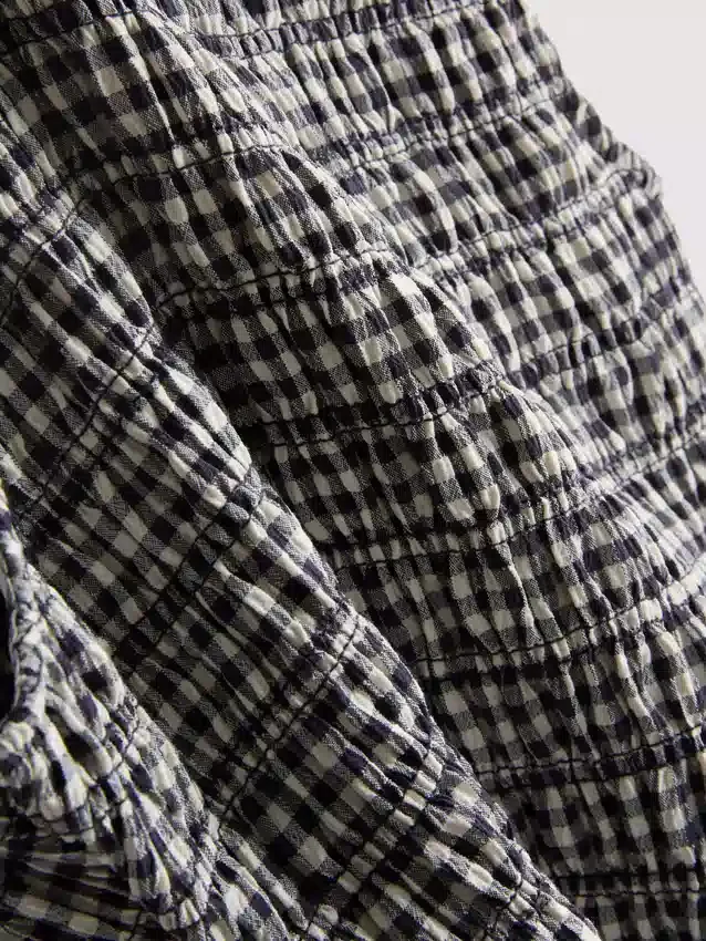 7-15 anos | vestido sem mangas com franzido em xadrez