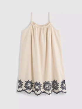 7-15 anos | vestido tipo smock com alças bordadas