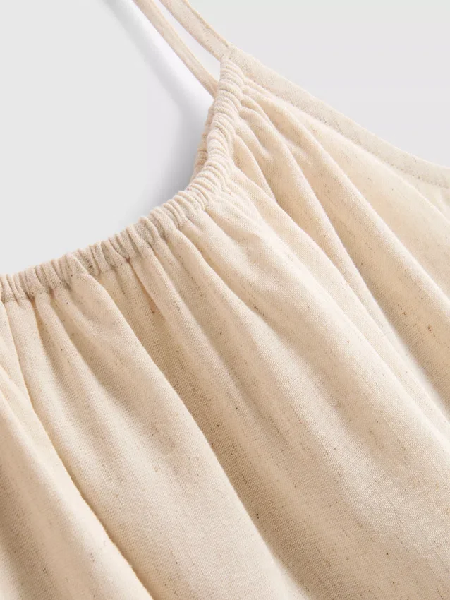 7-15 anos | vestido tipo smock com alças bordadas
