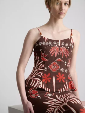 A camisola sem mangas estampada em mistura de linho da The Edit
